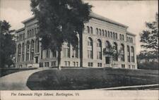 Burlington,VT The Edmunds High School Chittenden County Vermont Postcard Vintage picture