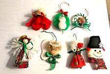 Set of 7 Vtg. Beautifully Detailed Handcrafted Christmas Ornaments Church Fairs picture