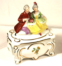 VINTAGE Porcelain German US Zone, Colonial Man & woman trinket or pill box picture