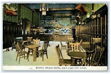 c1920's Buffet Wilson Hotel & Restaurant Interior Salt Lake City Utah Postcard picture