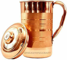 Beautiful Copper Water Jug Pitcher Drinking Water Tumbler Health Benefits 1500ML picture
