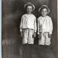 c1910s Handsome Little Boys Smiling RPPC Knickerbockers Real Photo Cute PC A121 picture