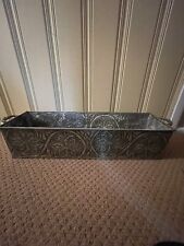 ANTIQUE OLIVE GREEN METAL PLANTER picture