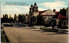 Boys Drill Sherman Institute US Indian School Arlington California CA Postcard picture