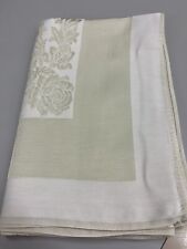 Vintage Linen Damask Tablecloth, floral and scroll design, 60” x 80” Cream/ivory picture