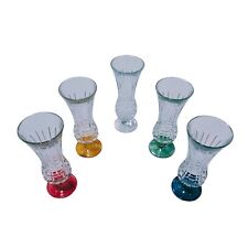 Set of 5 Vintage Italian Crystal Vases with Coloured Bases (Matching Set) picture