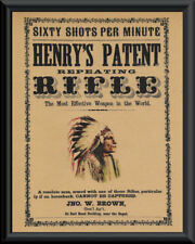 1870s Henry's Repeating Rifle Advertisement Reprint On 100 Year Old Paper 116 picture