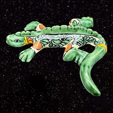 Talavera Folk Art Pottery Mexico Iguana Lizard Wall Hanging Marked MB 7”W 7”T picture
