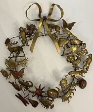 Vintage 8” Dresden Petite Choses Brass Wreath All Seasons & Holidays 27 PIECES picture