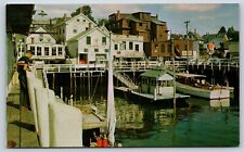 Postcard Waterfront And Boat Landing at Boothbay Harbor Maine. G10 picture