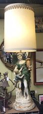 VINTAGE CONTINENTAL ART CO CHALK-WARE LAMP OF MOTHER AND CHILD & ORIGINAL SHADE. picture