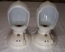 Antique Porcelain Sconce Pair Vtg Ceramic Light Fixture Art Rewired USA #B92 picture