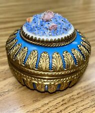 LARGE Antique German ELFINWARE TRINKET BOX / Porcelain Brass Ormolu / Jewelry picture