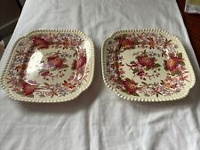 2 Vintage Copeland SPODE England Square Luncheon Plates, “Spode’s Aster” MINT picture