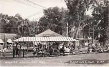 RPPC Clear Lake Iowa Bayside Amusement Park Train Ride Photo Postcard E24 picture