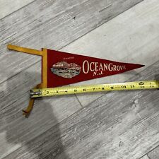 Ocean Grove New Jersey Felt Pennant Vintage 1940’s Red Wall Decor NJ Beach picture