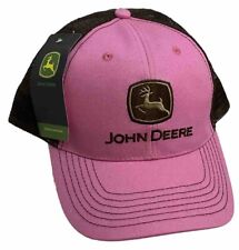John Deere Trucker Hat (Adult Size Adjustable Snap Strap) Pink & Brown Mesh Cap picture