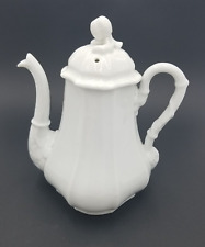 Antique White Ironstone Teapot by Early 1900s Elegant Fancy All White Porcelain picture