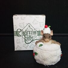 Vtg Charming Tails Figurine Snow Angels Lidded Box Christmas Fitz & Floyd picture