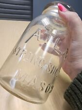 Vintage 1930s ATLAS STRONG SHOULDER Mason Jar with Glass Lid Clear  picture
