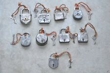 9 Pc Vintage Iron Different Shape Handcrafted German Padlocks , Germany picture
