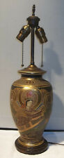 Antique Early 1900's Japanese Satsuma Porcelain Vase Table Lamp picture