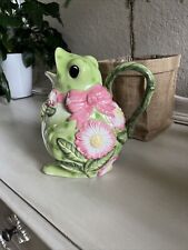Fitz And Floyd Frog Pitcher, Green and Pink, Large, picture