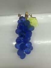 Vintage MCM Hand Blown Glass Grape Cluster  Leaf, Wired 5.5” picture