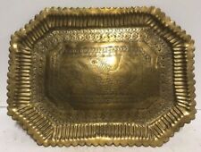 Antique 19th C. Islamic Persian Chased Brass Tray Platter Rooster Bird 11