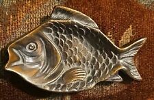Antique Vintage Metal Bronze Fish Coin Trinket Dish Ashtray  Amaw NY picture