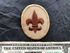 Vintage Boy Scout Oval Fleur de Lis Patch Tan Dark Brown 2 1/2