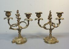 WONDERFUL PAIR 19th C. FRENCH GILT BRONZE ART NOUVEAU 2-LITE CANDLE HOLDERS picture