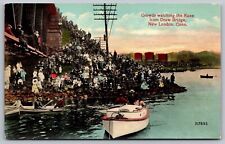 Race Draw Bridge New London Connecticut Rowboats Conn CT Vintage UNP Postcard picture