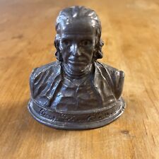 Vintage BENJAMIN FRANKLIN bust statue metal  3.25 X 3.5 Inches  Pewter picture