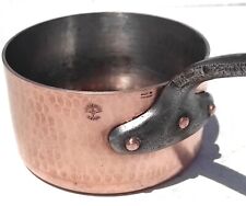 Vintage 7.3in French Copper Saucepan Chomette Favor Hammered Tin Lining 3mm 5lbs picture