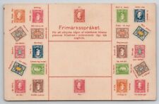 Swedish Language of Stamps Secret Message Stamp Tilting c1902 Postcard C31 picture