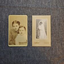 Lot of 2 CDVs of Children  ~ Old Photo Carte de Visite Girl Siblings Communion  picture