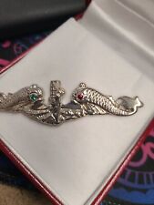 Dolphins USN Navy Sterling Silver Submarine Badge Pin Back Military Pin picture