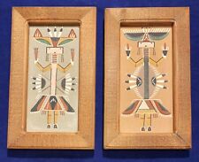 Two Vintage James C Joe Navajo Art Sand Paintings: Mountain God & Cloud People picture