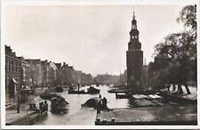 Netherlands Amsterdam Oude Schans met Montelbaanstoren Vintage RPPC B119 picture