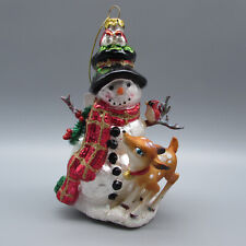 Katherines Collection Snowman & Reindeer Glass Christmas Ornament picture