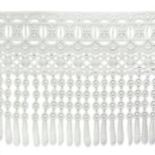 Vintage Oval and Square Lace with Teardrop Fringe Trim - White (Sold by the Yard picture