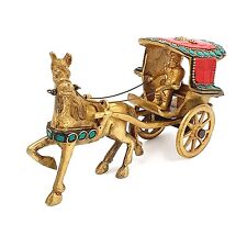 FCS Brass Idol | Vintage Horse cart (Ghoda Gadi) with Stone Work | Glossy(AG-17) picture