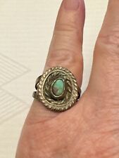 Vintage Old Pawn Handmade Navajo Turquoise Sterling Silver Ring Size 6.25 picture