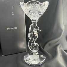 Waterford Crystal Pillar Candle Holder Candlestick Seahorse 11.25” Tom Brennan picture