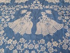 Vintage Full Size Blue/ White Jacquard Victorian Ladies Bates Style Full Size... picture