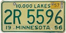 Minnesota 1956 1957 10,000 Lakes License Plate 2R 5596 in Very Good Condition picture