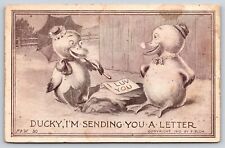 Animal~Artist F Bluh~Comic~Fantasy~Dressed Ducks~Sending Ducky A Letter~1911 PC picture
