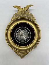 Antique Gold Gilt Repousse Emboss Eagle Crest Mini Frame w/ Napoleon EMP ET ROI picture