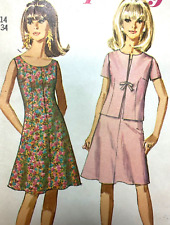 Vintage 1960s Scoop Neck Dress Pattern JACKET Fitted Bodice Simplicity 7125 Sz14 picture